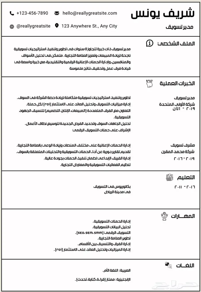 تصميم سيرة ذاتية (CV) بنظام ال ATS 1