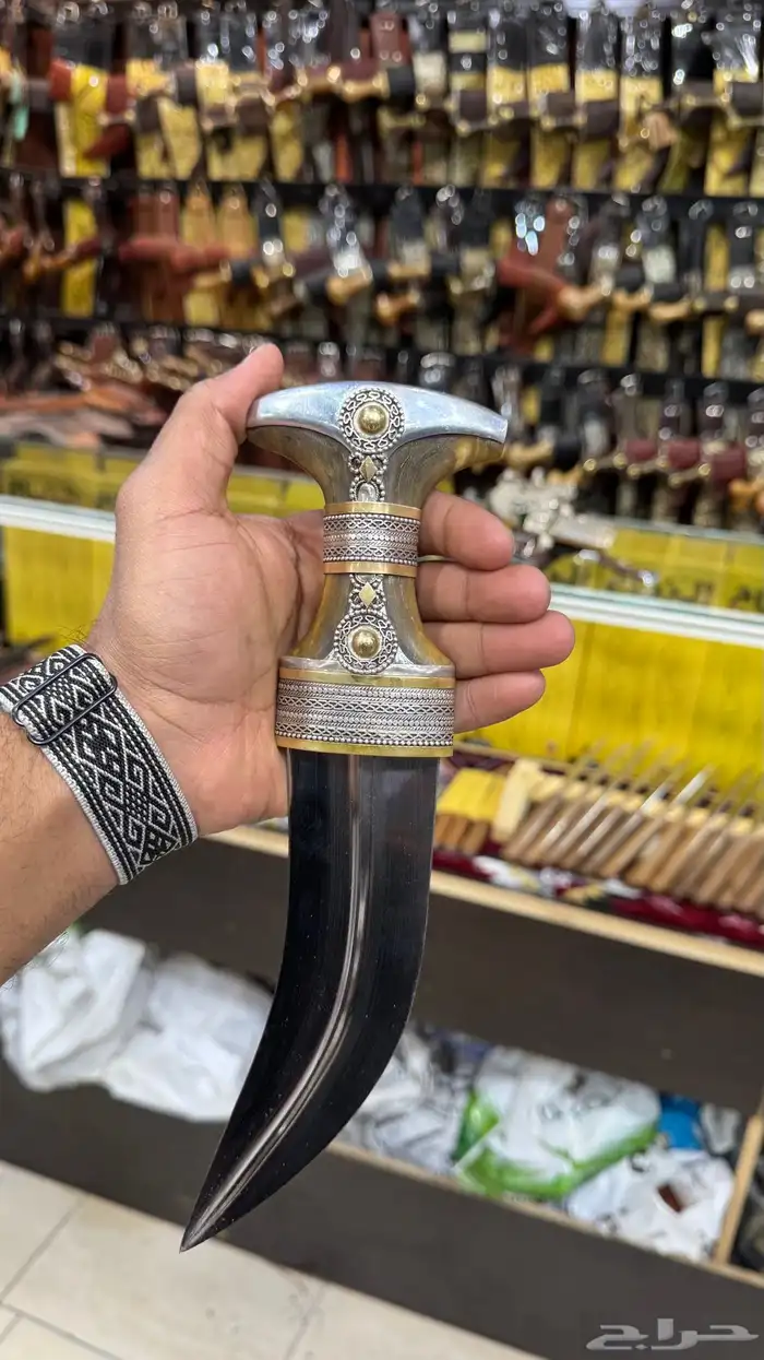 خنجر قرن صب فضة 7