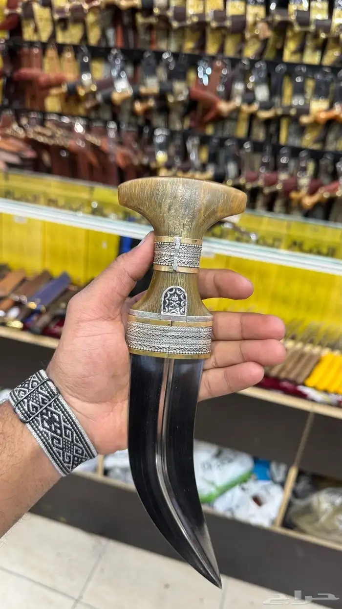 خنجر قرن صب فضة 5