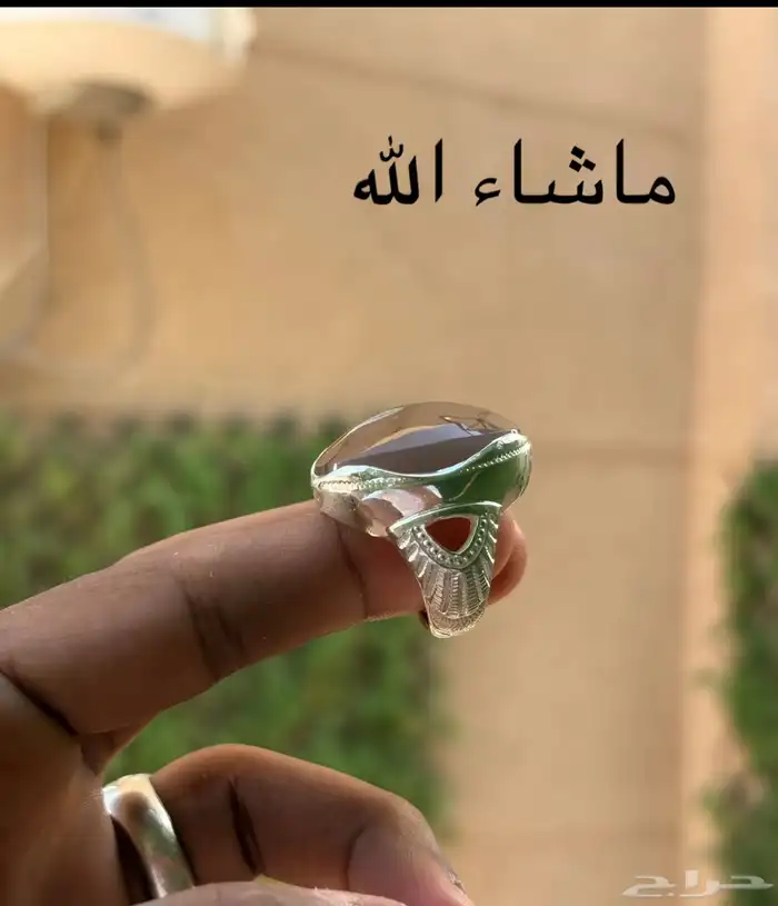 خاتم عقيق يماني مصور جمل  ابل نادر طبيعي صياغة الشريف طن فضة 4