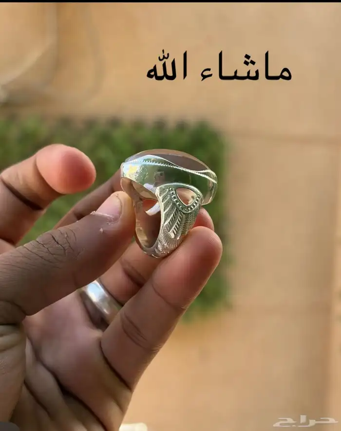 خاتم عقيق يماني مصور جمل  ابل نادر طبيعي صياغة الشريف طن فضة 3