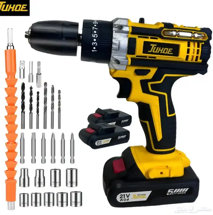 دريل كهربائي لا سلكي بقوة 21 فولت مع بطاريتين مع 25 قطعه 0