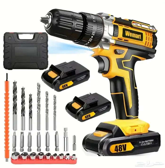 دريل كهربائي 48 فولت مع بطاريتين ليثيوم 1300 mAh 0