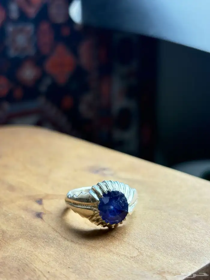 خاتم ياقوت ازرق معه شهاده 0