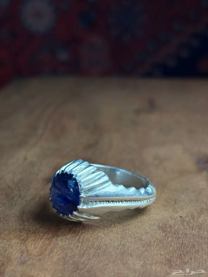 خاتم ياقوت ازرق معه شهاده 1