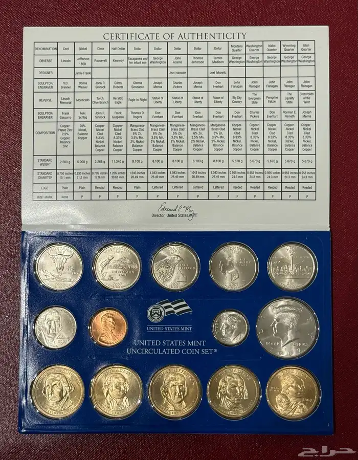 عملات معدنية أمريكية لعام 2007 P D فيلادلفيا ودنفر 7