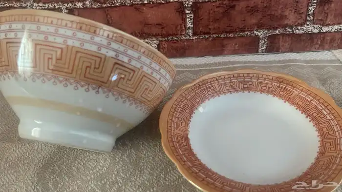 طقم صحون فنتج برسمه مفتاح الاغريق 0