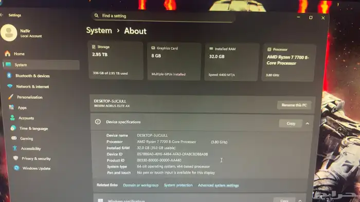جهاز ألعاب كامل   ملحقاته احترافية (RTX4060Ti   Ryzen 7) 4