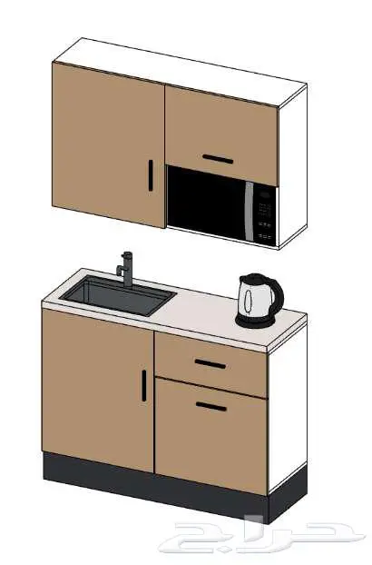 مطبخ صغير متكامل بتشطيب أوروبي وسطح شامل 3