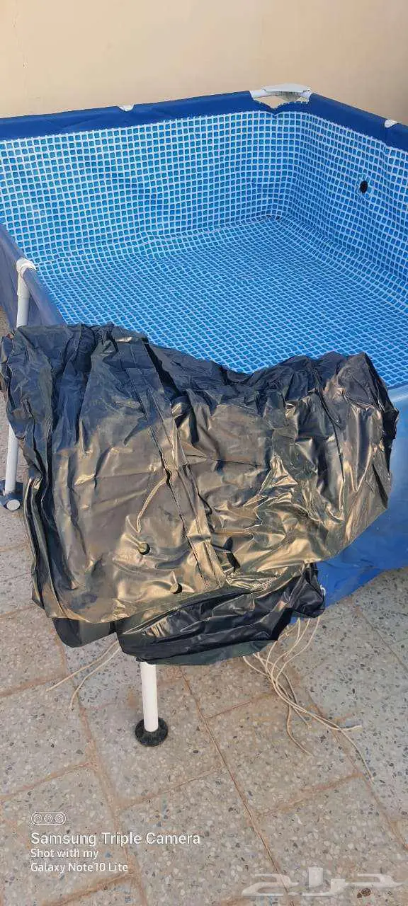 مسبح مع غطاء وفلتر ومظلة مع ستاتد رخام 2