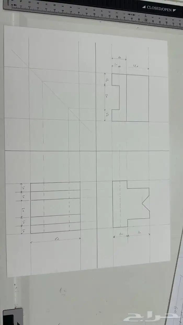 رسم هندسي دراونق لكلية الجبيل والمعهد التقني بالجبيل 0