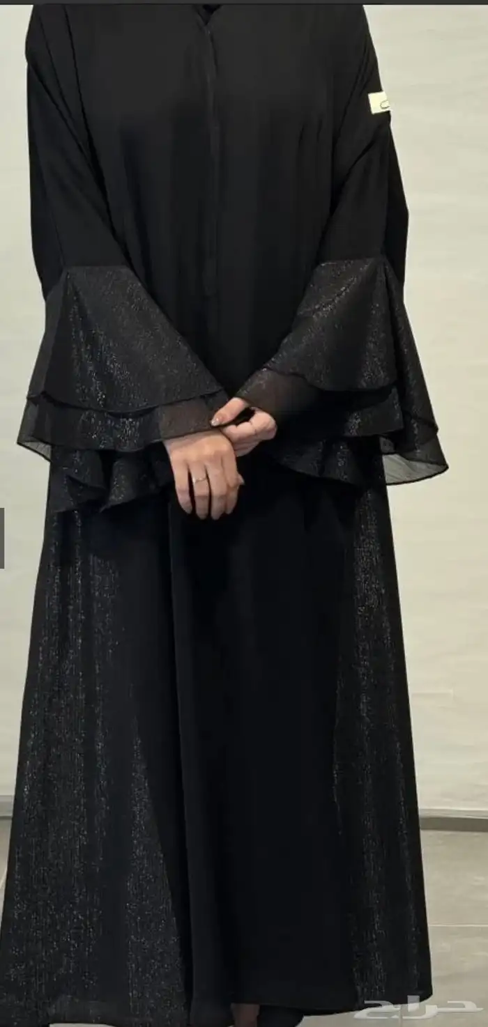 عباية شيفون سوداء أنيقة مع شنطة مجانية 0