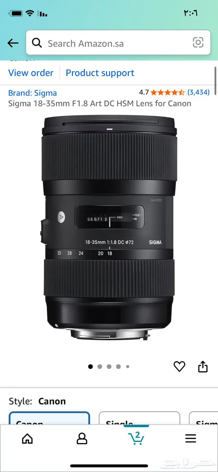 عدسة sigma لكانون mm18-35 F1.8 0