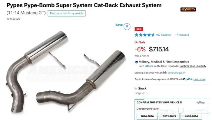 للبيع كات باك من نوع Pypes Pype-Bomb للموستنق 0