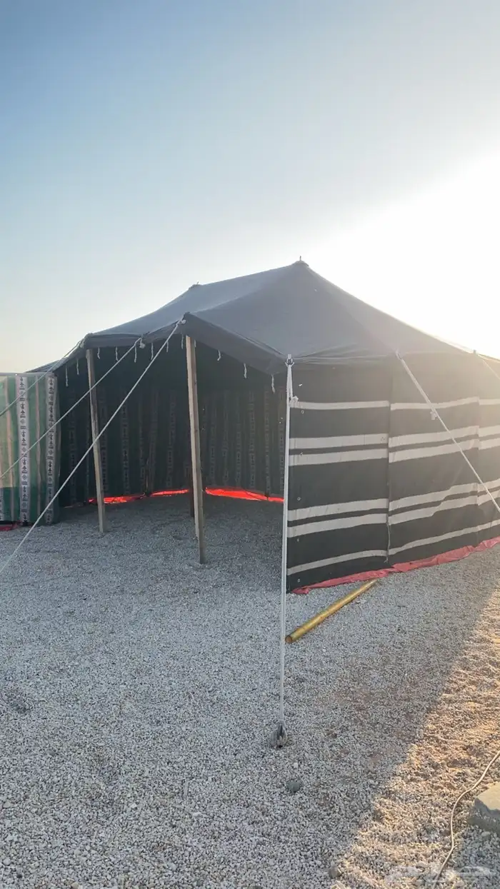 للبيع خيمه الون اسود خطوط بيض نضيف 3