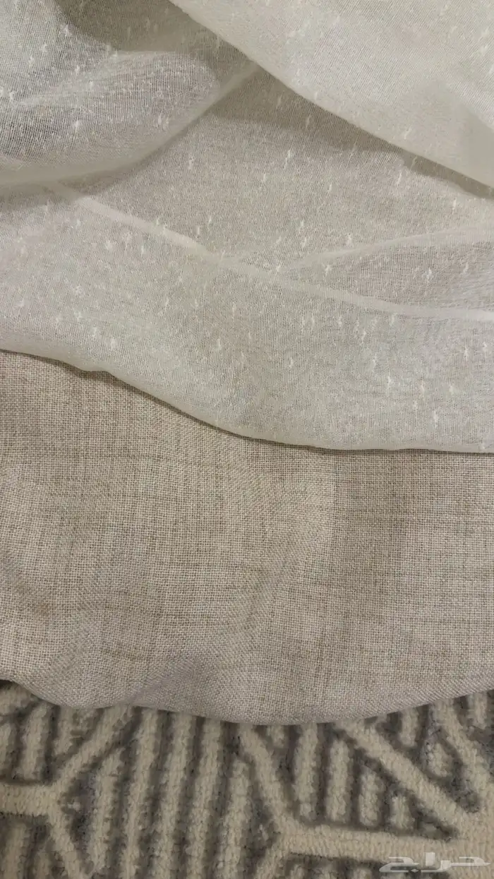 2 ستاير بيج لينن وشيفون اوف وايت 2 متر عرض و3 متر طول 0