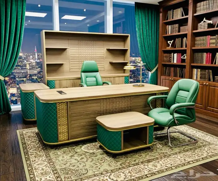 مودرن مكتب طقم فخم كامل مع كنب و كراسي لون اخضر جملي مكتب 0