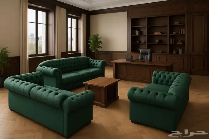 مودرن مكتب طقم فخم كامل مع كنب و كراسي لون اخضر جملي مكتب 7