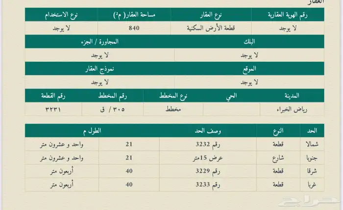للبيع ارض سكنية رياض الخبراء 0