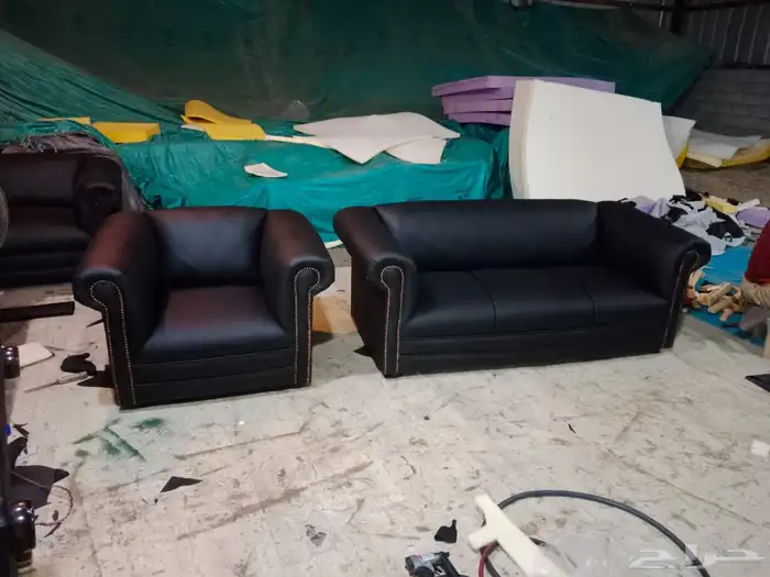 كنب جلد ملكي لون جملي 7