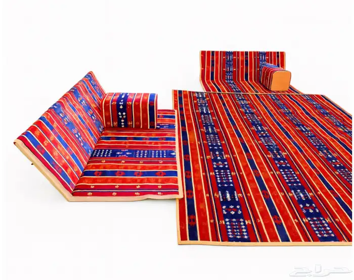 طقم جلسة متكامل  9 قطع  طول 2x3 متر  مبطن أسفنج  أحمر 1