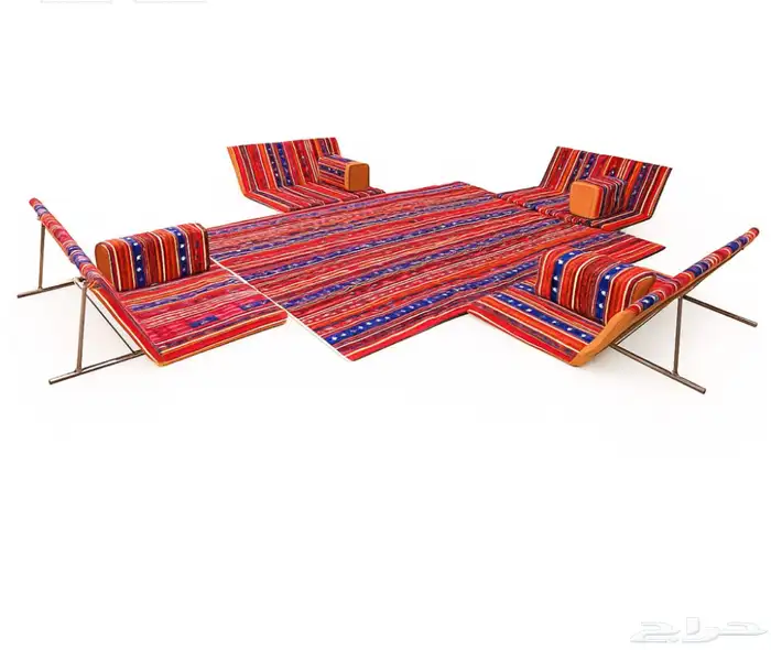 طقم جلسة متكامل  9 قطع  طول 2x3 متر  مبطن أسفنج  أحمر 0