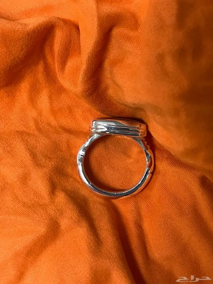 خاتم فضة عقيق يماني احمر 2