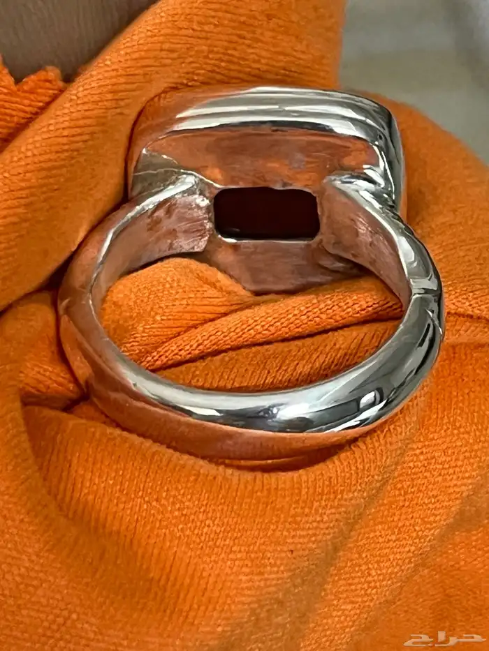 خاتم فضة عقيق يماني احمر 3