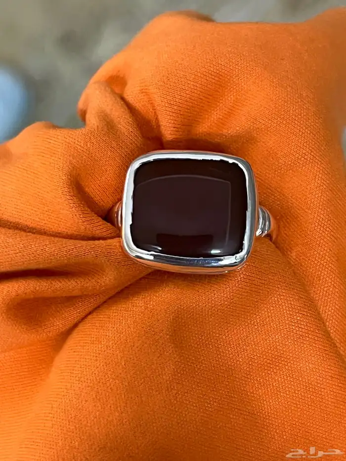 خاتم فضة عقيق يماني احمر 0