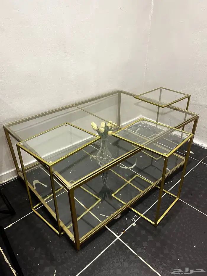 طاولة - ترولي ذهبي - طاولة خشب 0