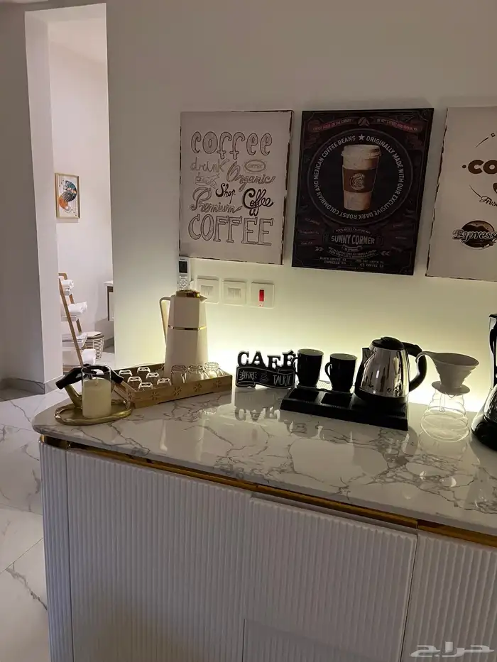 دولاب كوفي كورنر ركن قهوة فندقي وفخم يكفي ثلاجة ومايكرويف 4