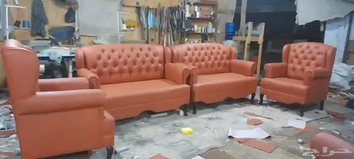 كنب جلد ملكي لون جملي 4