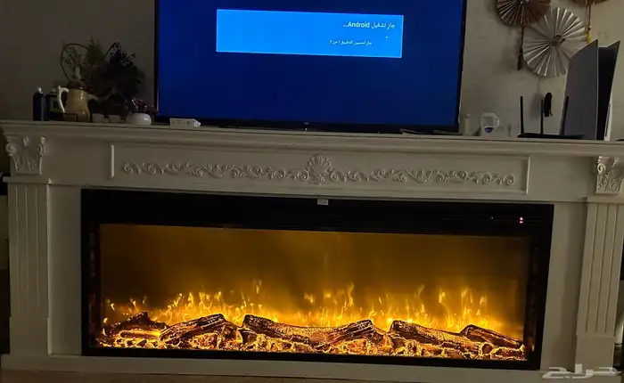 طاولة تلفزيون ديكور اوف وايت مع مدفئة ثلاثية الابعاد ذكية 1