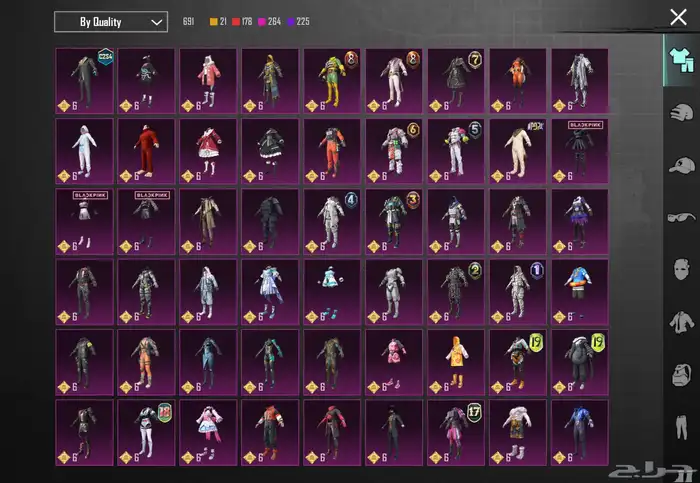 حساب ببجي موبايل 83  لفل سكنات  83 سكنات ميثك ونوادر 6