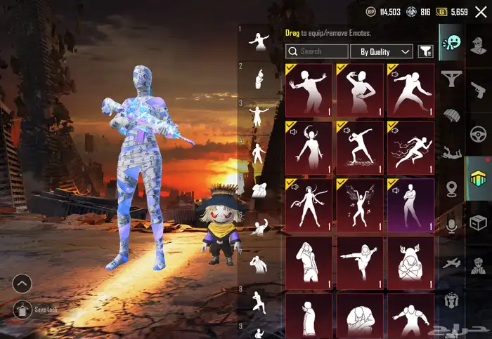 حساب ببجي موبايل 83  لفل سكنات  83 سكنات ميثك ونوادر 66