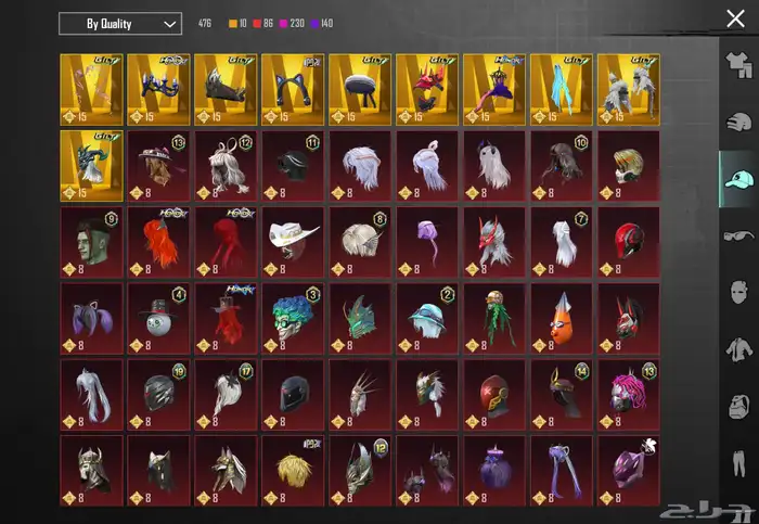 حساب ببجي موبايل 83  لفل سكنات  83 سكنات ميثك ونوادر 16