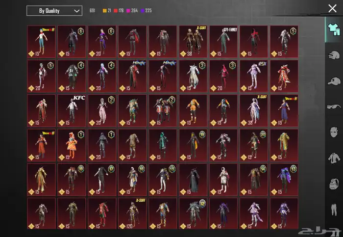 حساب ببجي موبايل 83  لفل سكنات  83 سكنات ميثك ونوادر 1