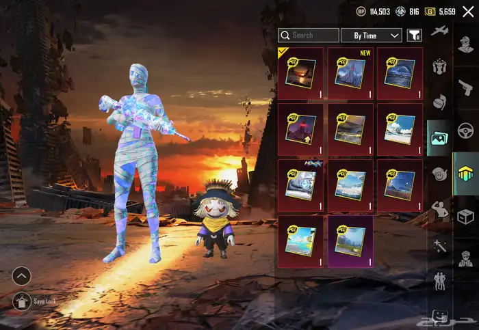 حساب ببجي موبايل 83  لفل سكنات  83 سكنات ميثك ونوادر 81