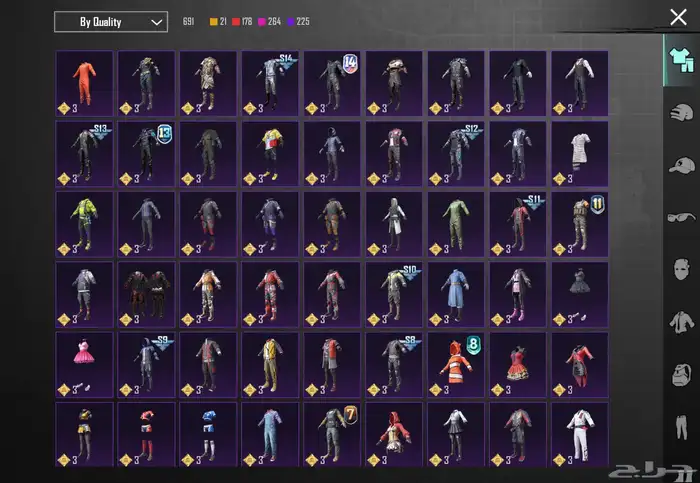 حساب ببجي موبايل 83  لفل سكنات  83 سكنات ميثك ونوادر 11