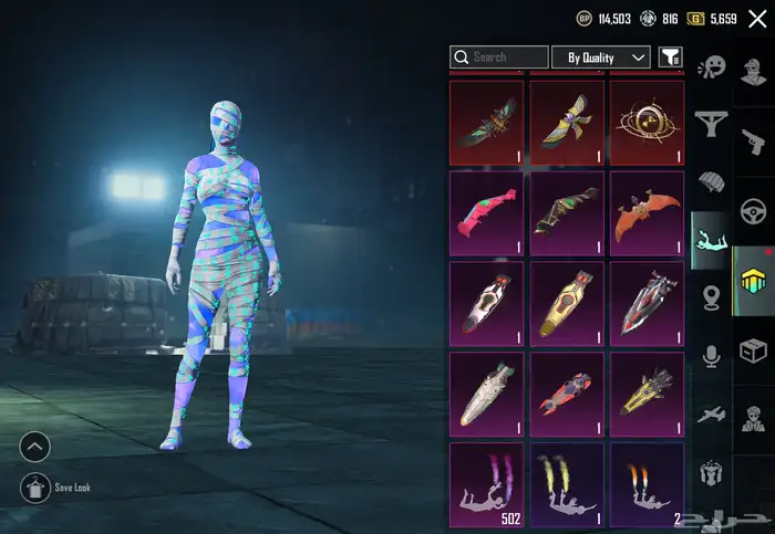 حساب ببجي موبايل 83  لفل سكنات  83 سكنات ميثك ونوادر 77