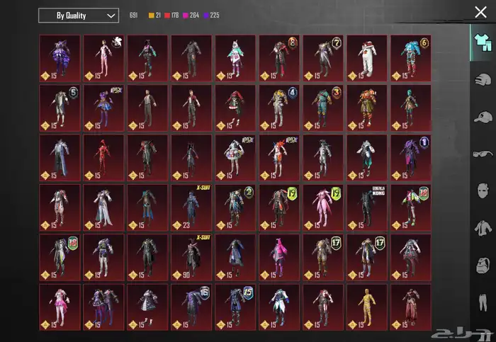 حساب ببجي موبايل 83  لفل سكنات  83 سكنات ميثك ونوادر 2