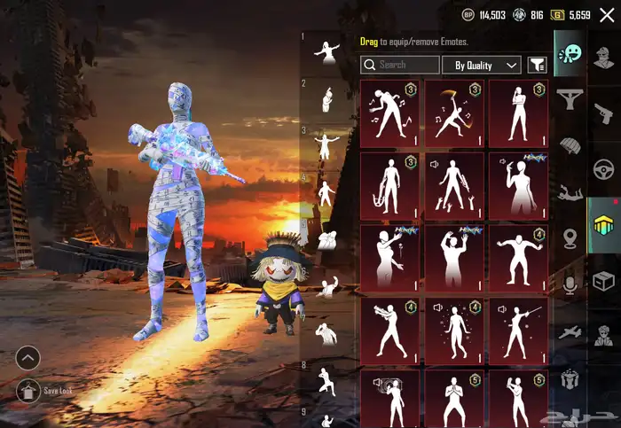 حساب ببجي موبايل 83  لفل سكنات  83 سكنات ميثك ونوادر 72