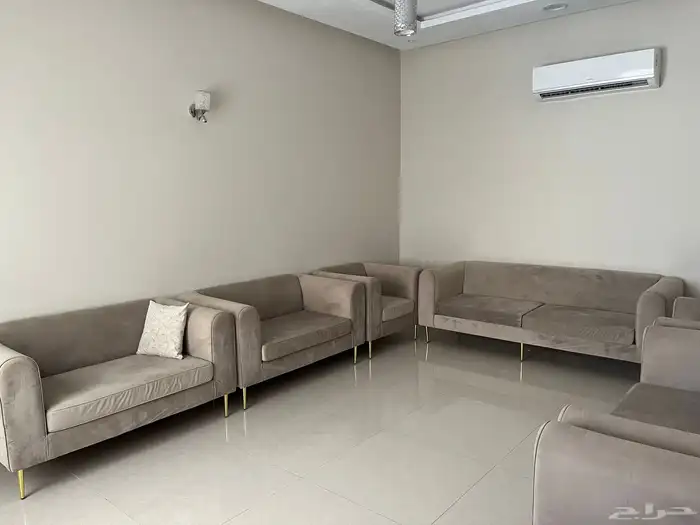 كنب جديد نضيف مفصل تفصيل قماش شاموه مع 6 مخدات 13 نفر 1