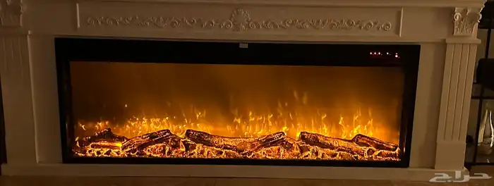 طاولة تلفزيون ديكور اوف وايت مع مدفئة ثلاثية الابعاد ذكية 0