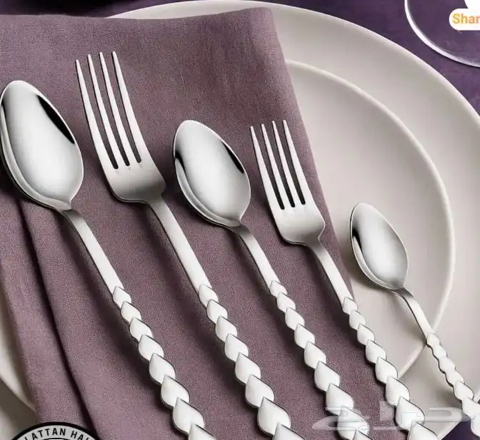 طقم معلاق وشوك يكفي 12 شخص ستانليس ستيل 2