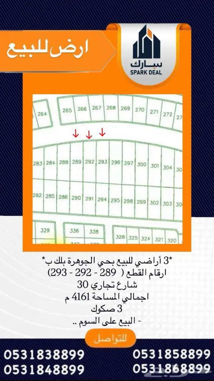 ارض للبيع حي قرطبة بلك ب على السوم 5