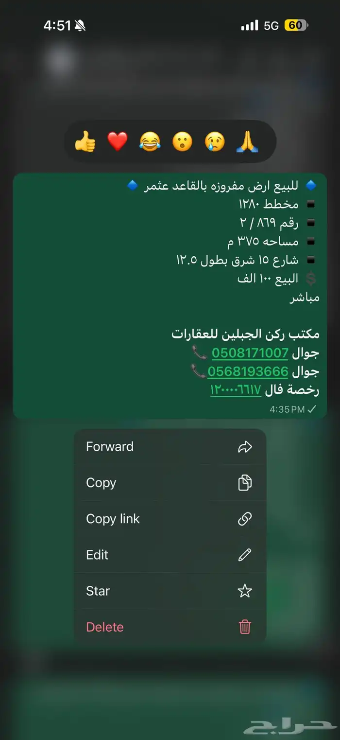 للبيع ارض عثمر 100 الف المواصفات بالصوره 0