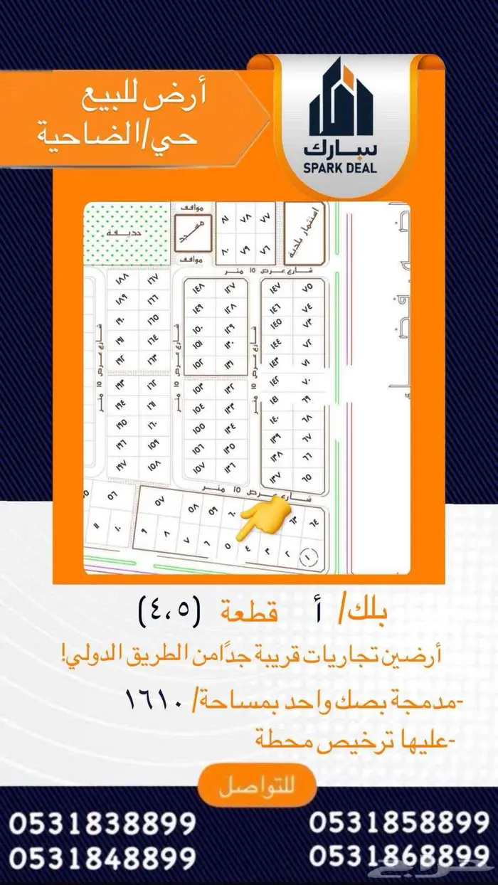 ارض للبيع حي قرطبة بلك ب على السوم 11