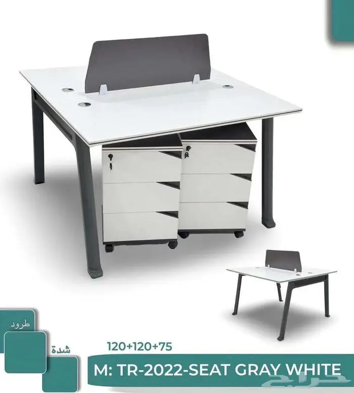 مكتب بارتيشن ثنائي ابيض بارتيشن رباعي ابيض اثاث مكتبي 0