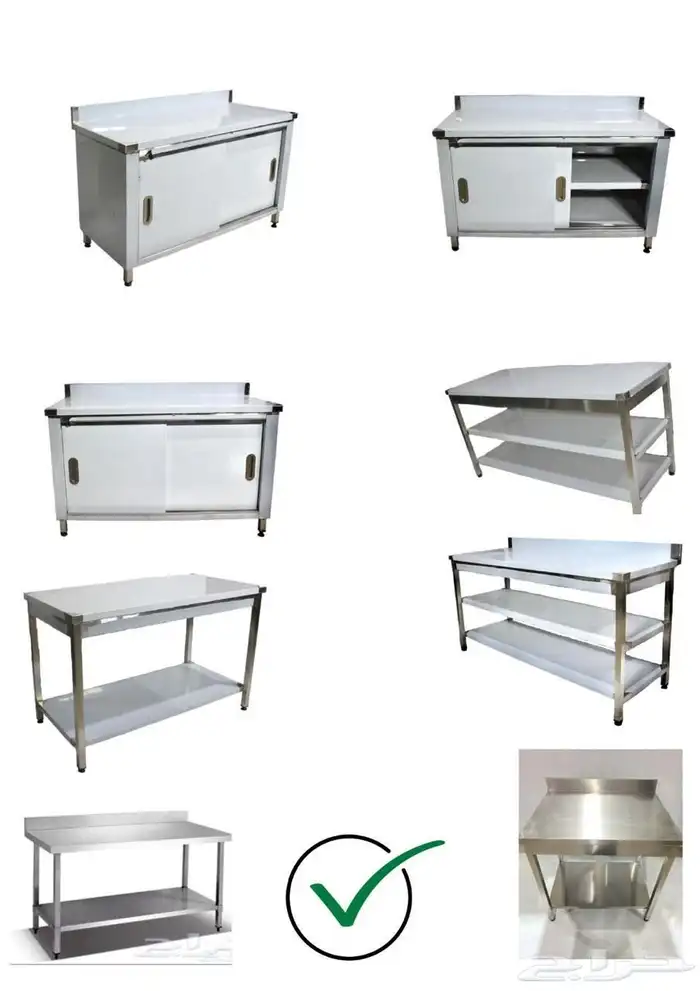 طاولات رف جداري ستاند أعمال ستانلس ستيل تجهيز معدات مطاعم 0